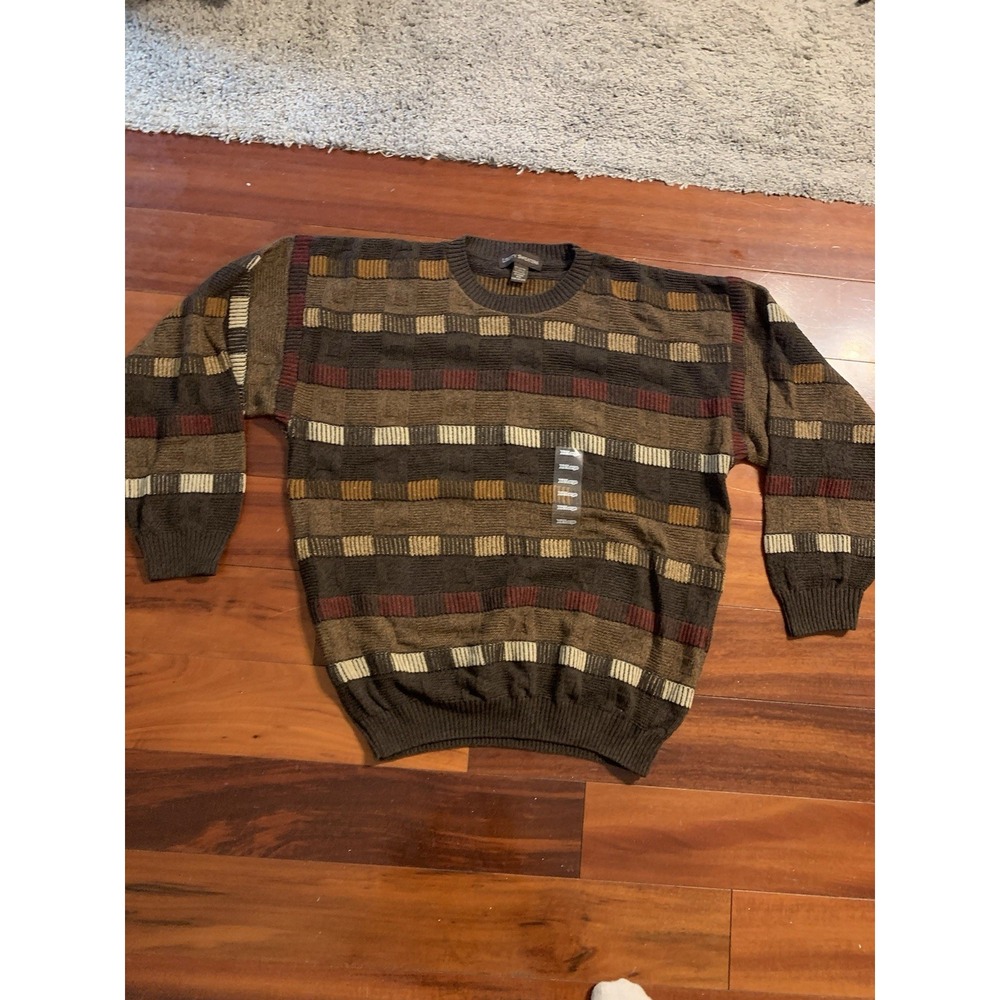 Vintage 90s Liberty Sweaters 3D Knit Brown Earth Tones Textured Sweater 2XL XXL